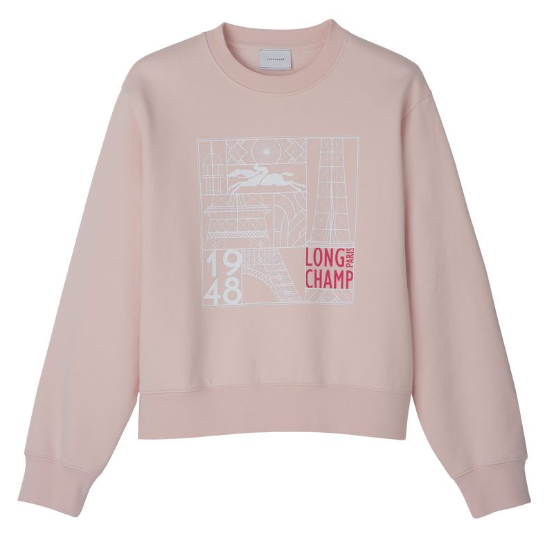 Women Longchamp Jersey Sweatshirt Rose | Ireland-463TGSDKE