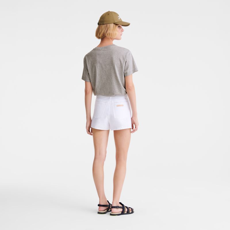 Women Longchamp Jersey T-shirt Grey | Ireland-463GAUWJF