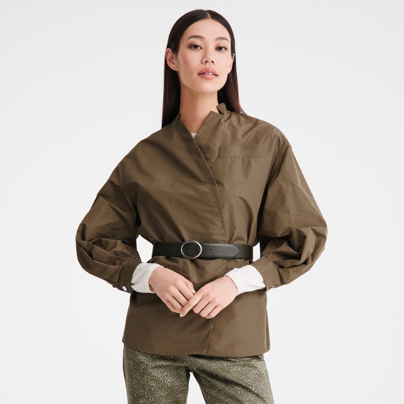 Women Longchamp Kimono Jacket Olive | Ireland-038YJOFGU