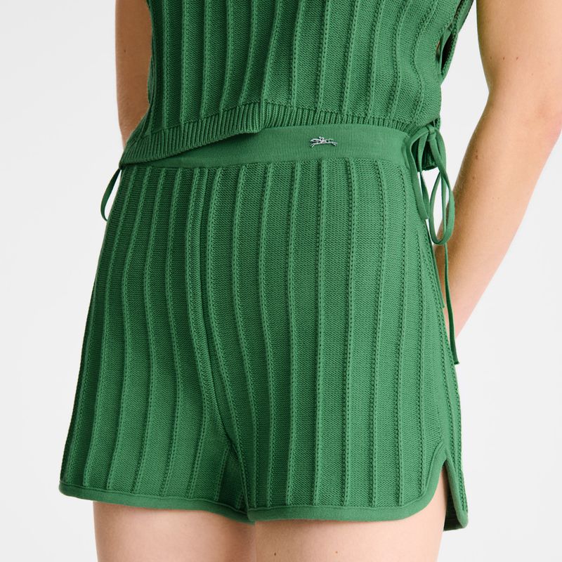 Women Longchamp Knit Shorts Green | Ireland-275OFZRTG