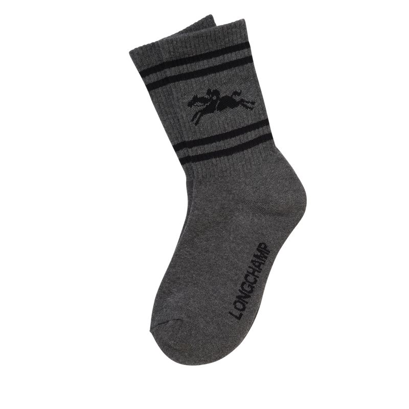 Women Longchamp Knit Socks Dark Grey | Ireland-364KEBICV