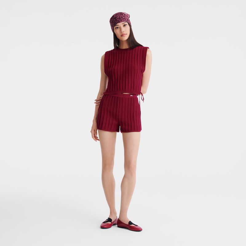 Women Longchamp Knit Top Dark Red | Ireland-601JSNEYA