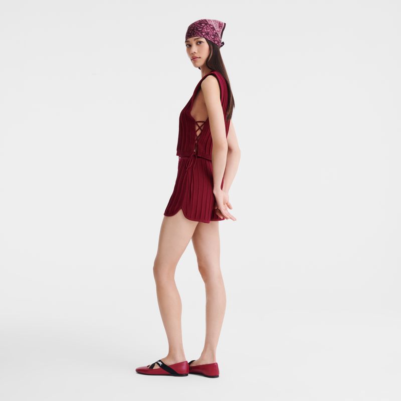 Women Longchamp Knit Top Dark Red | Ireland-601JSNEYA