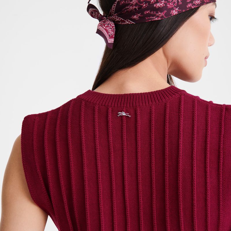 Women Longchamp Knit Top Dark Red | Ireland-601JSNEYA