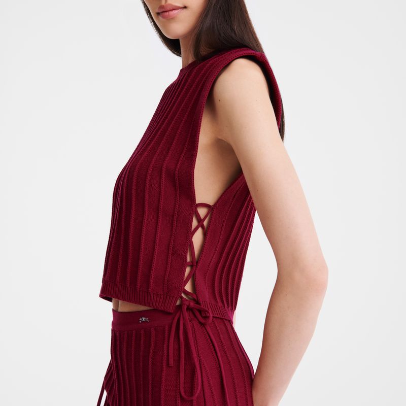 Women Longchamp Knit Top Dark Red | Ireland-601JSNEYA