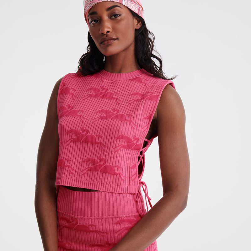 Women Longchamp Knit Top Pink | Ireland-496QHXZOK