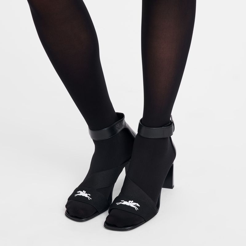 Women Longchamp La Baronne Heeled Sandals Black | Ireland-623HCDTWZ
