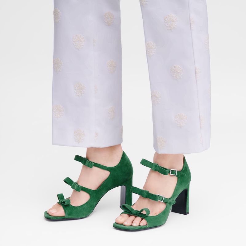 Women Longchamp La Baronne Sandals Green | Ireland-194NYRIVD