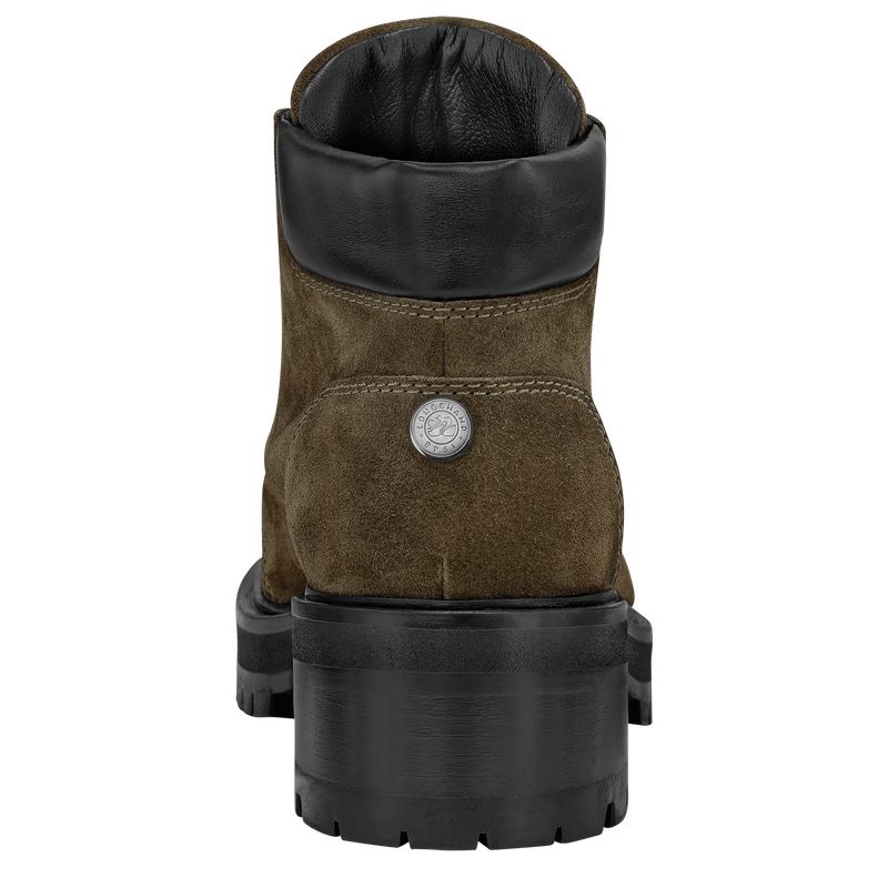 Women Longchamp La Baroudeuse Low Boots Olive | Ireland-387DGXHTE