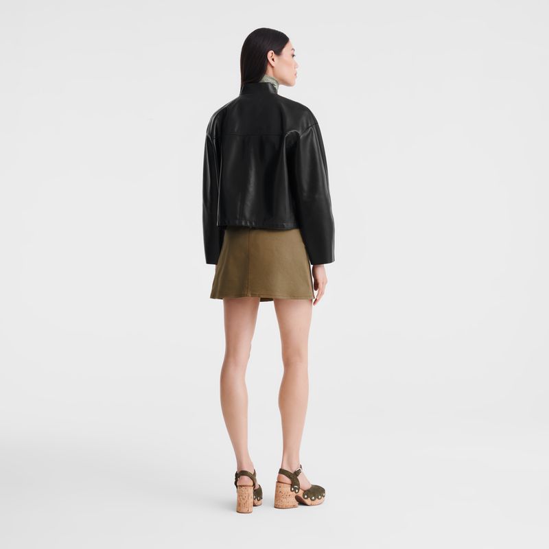 Women Longchamp Lambskin Jacket Black | Ireland-036IGOKNS