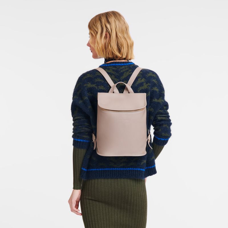 Women Longchamp Le Foulonné Backpack Beige | Ireland-936QDAUXY