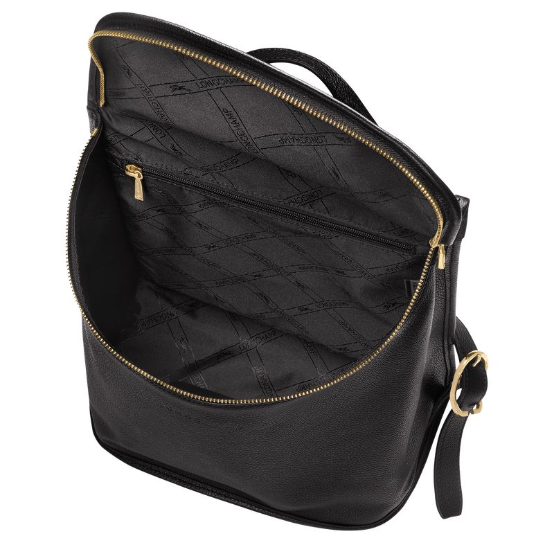 Women Longchamp Le Foulonné Backpack Black | Ireland-598PRWLFQ