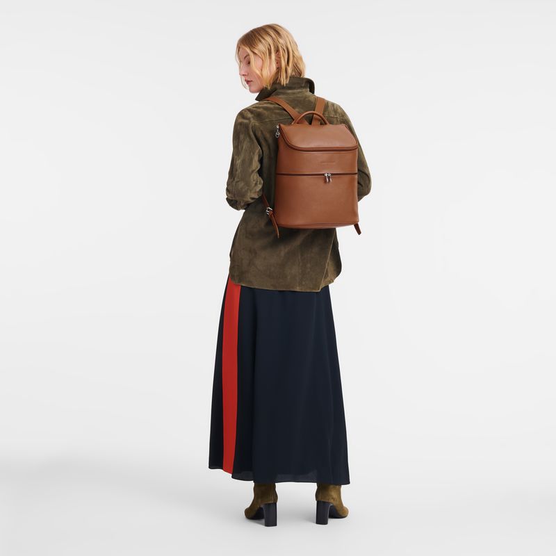Women Longchamp Le Foulonné Backpack Brown | Ireland-132UOITBF