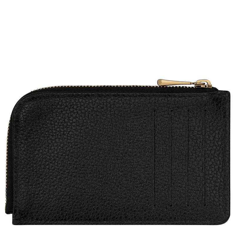Women Longchamp Le Foulonné Card Holder Black | Ireland-560MRVBUN