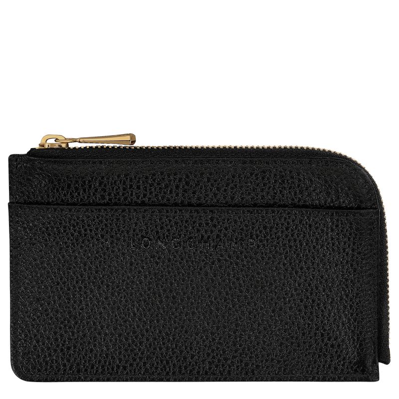 Women Longchamp Le Foulonné Card Holder Black | Ireland-560MRVBUN
