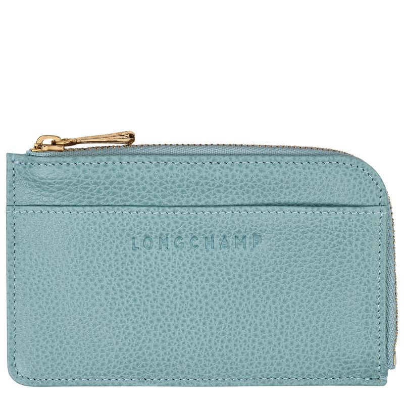 Women Longchamp Le Foulonné Card Holder Blue | Ireland-204PFLSTA