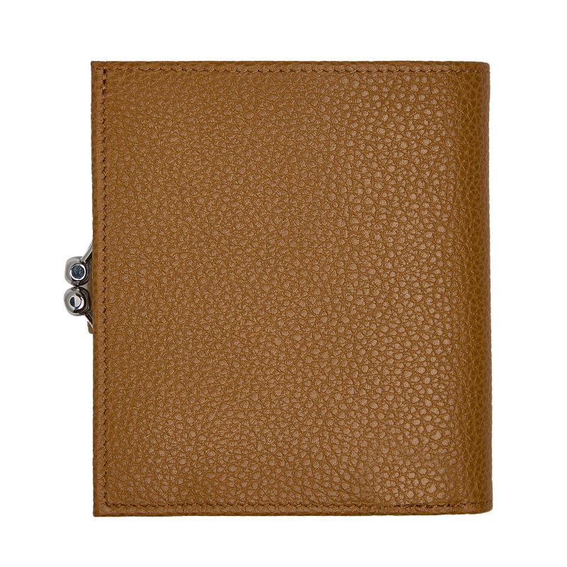 Women Longchamp Le Foulonné Compact Wallet Brown | Ireland-635DKHGRX