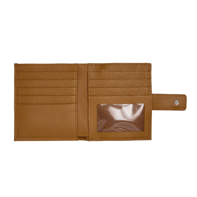 Women Longchamp Le Foulonné Compact Wallet Brown | Ireland-635DKHGRX
