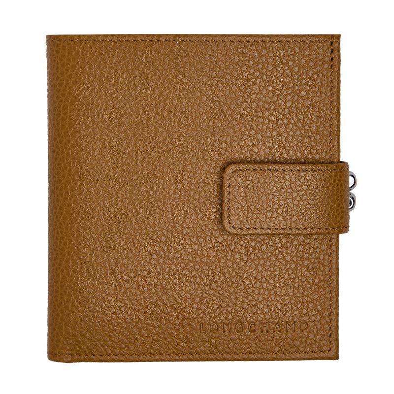 Women Longchamp Le Foulonné Compact Wallet Brown | Ireland-635DKHGRX