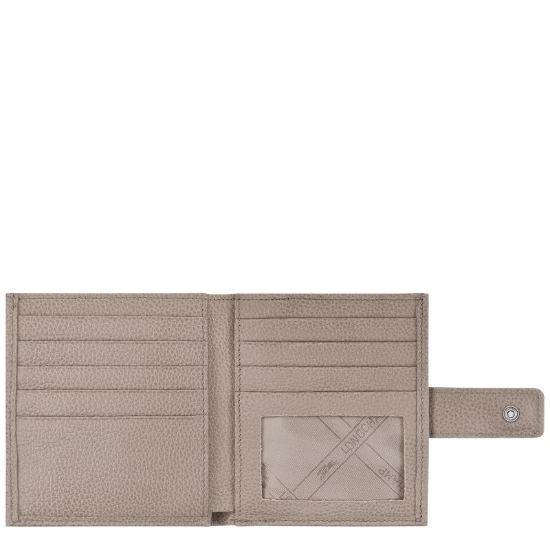 Women Longchamp Le Foulonné Compact Wallet Grey | Ireland-358JCULGR
