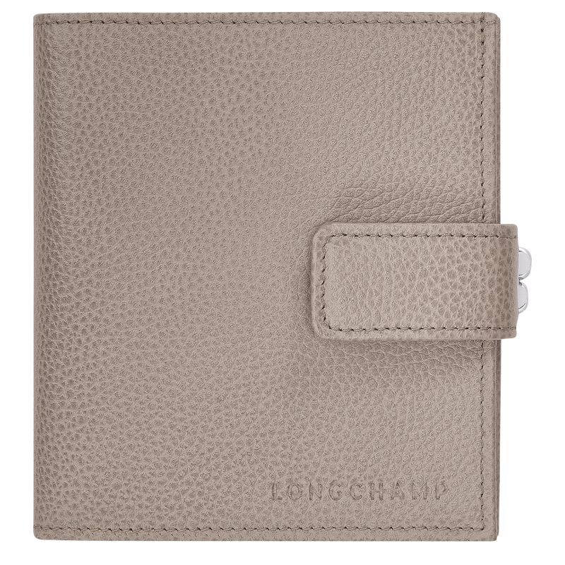Women Longchamp Le Foulonné Compact Wallet Grey | Ireland-358JCULGR