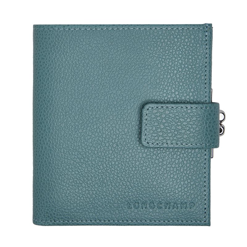 Women Longchamp Le Foulonné Compact Wallet Blue | Ireland-048DLSNRJ