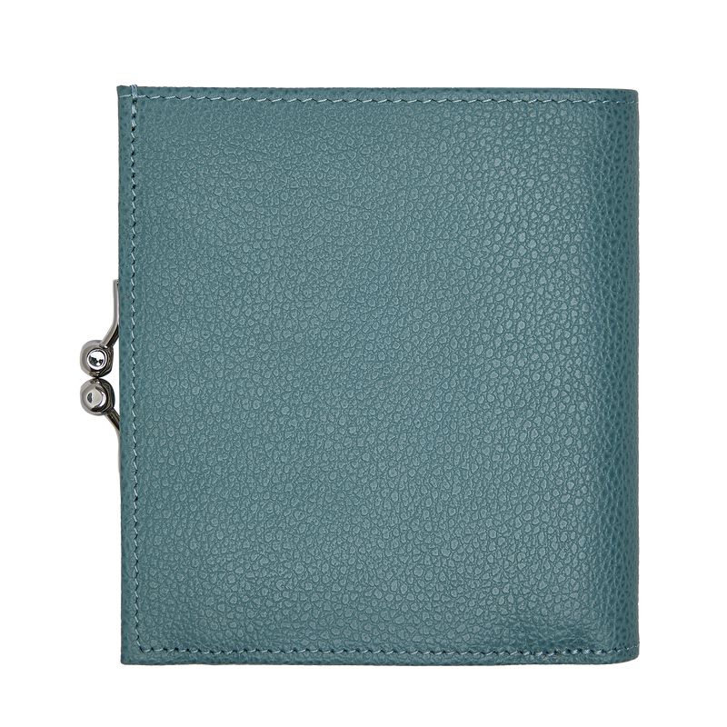 Women Longchamp Le Foulonné Compact Wallet Blue | Ireland-048DLSNRJ