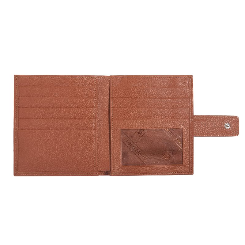 Women Longchamp Le Foulonné Compact Wallet Brown | Ireland-215XOFHWB