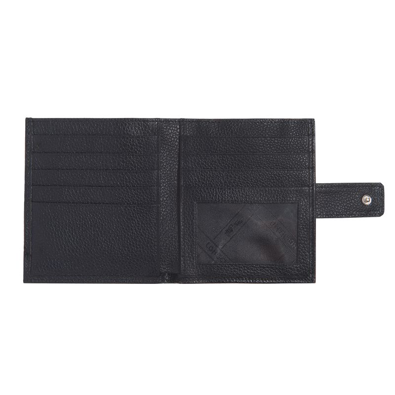Women Longchamp Le Foulonné Compact Wallet Black | Ireland-198YDLKPZ