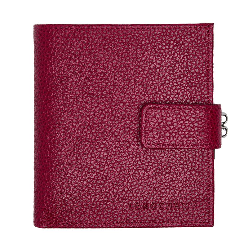 Women Longchamp Le Foulonné Compact Wallet Dark Pink | Ireland-871FRLSVY