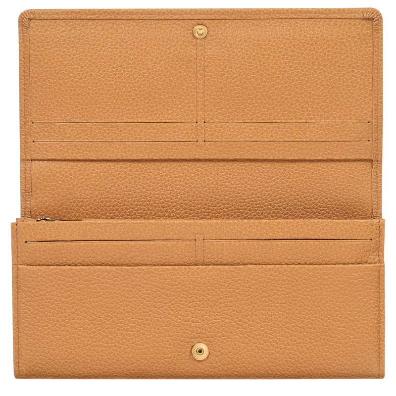 Women Longchamp Le Foulonné Continental Wallet Brown | Ireland-832TUHXGD