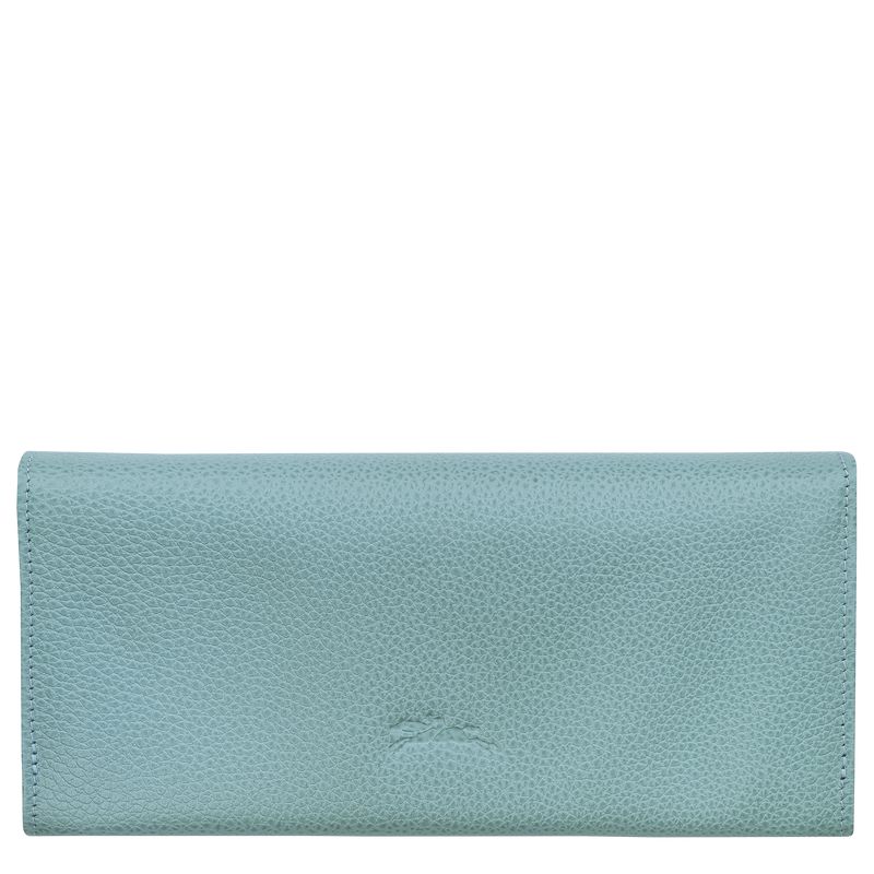 Women Longchamp Le Foulonné Continental Wallet Blue | Ireland-973RTUYAM