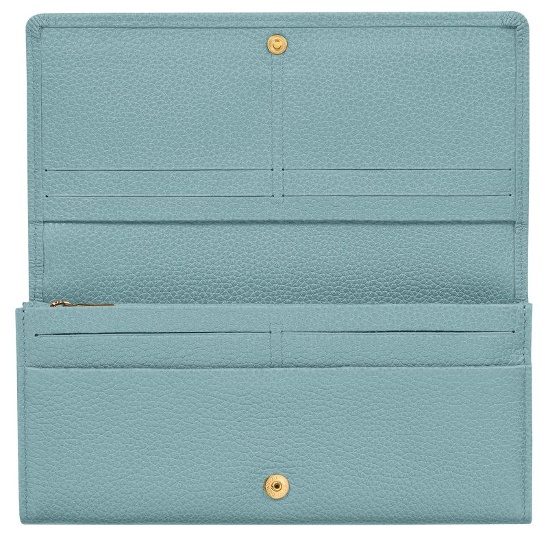 Women Longchamp Le Foulonné Continental Wallet Blue | Ireland-973RTUYAM