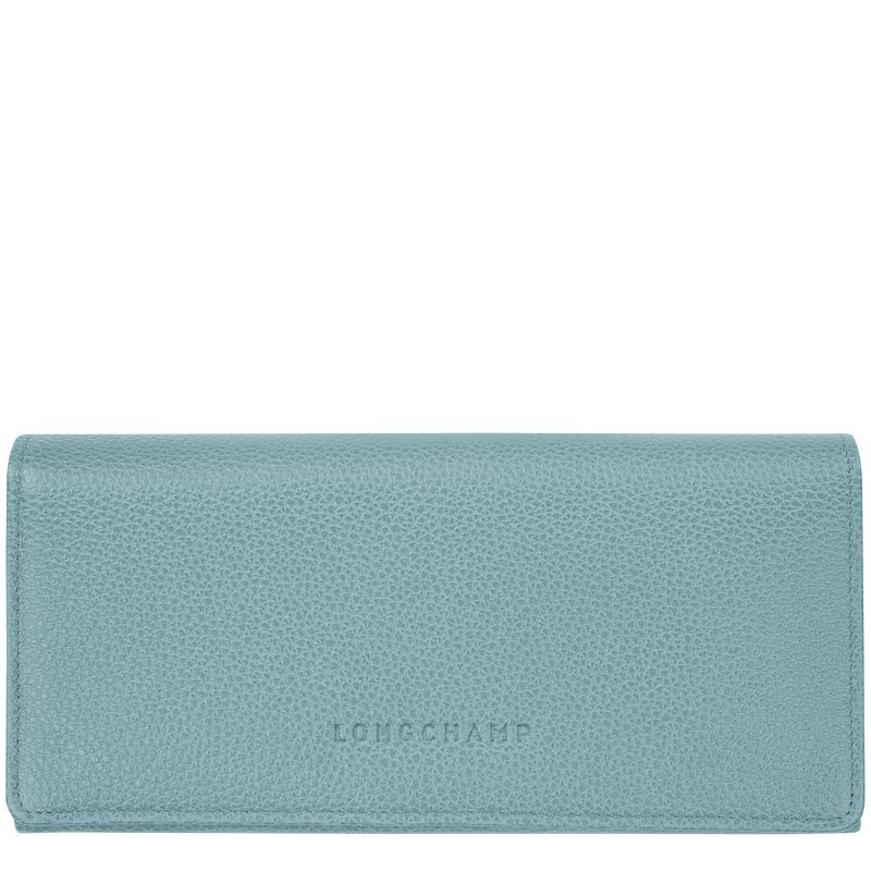 Women Longchamp Le Foulonné Continental Wallet Blue | Ireland-973RTUYAM