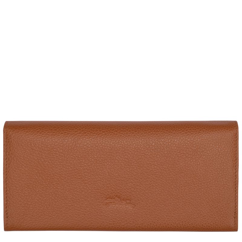 Women Longchamp Le Foulonné Continental Wallet Brown | Ireland-842OYPJAN