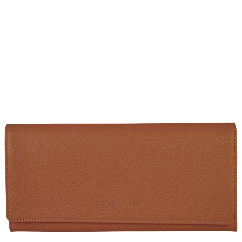 Women Longchamp Le Foulonné Continental Wallet Brown | Ireland-842OYPJAN