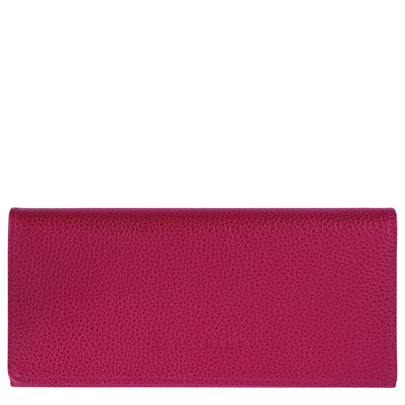 Women Longchamp Le Foulonné Continental Wallet Dark Pink | Ireland-913CKRSHF