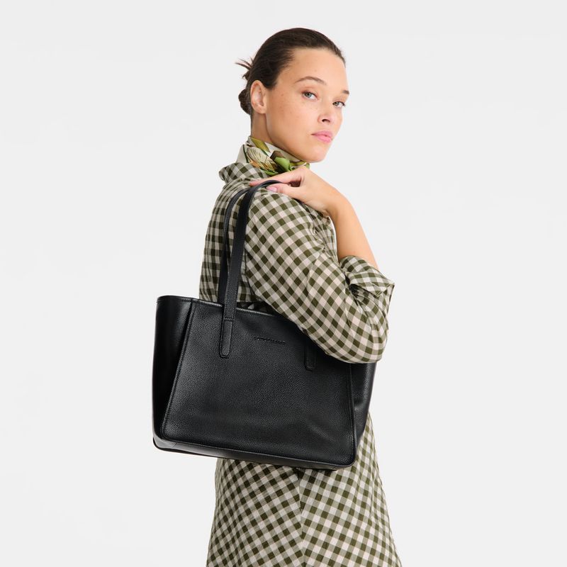 Women Longchamp Le Foulonné L Tote Bag Black | Ireland-513OUDRBX