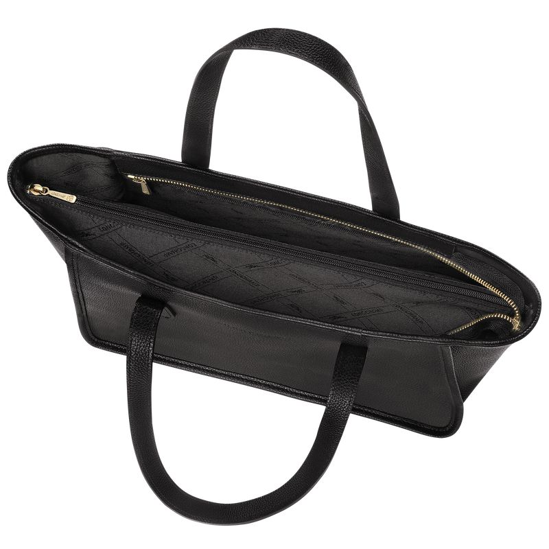 Women Longchamp Le Foulonné L Tote Bag Black | Ireland-513OUDRBX
