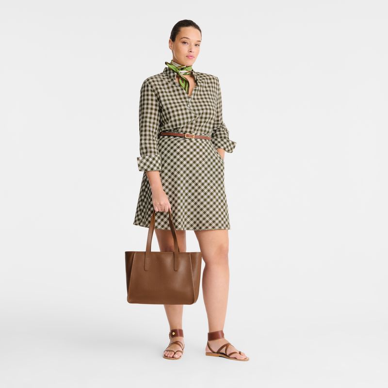 Women Longchamp Le Foulonné L Tote Bag Brown | Ireland-563YEGUDO