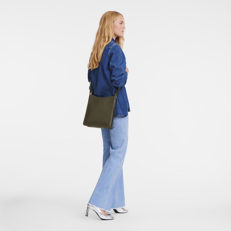 Women Longchamp Le Foulonné M Crossbody Bag Khaki | Ireland-491TXBCIA