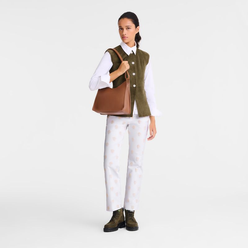 Women Longchamp Le Foulonné M Hobo Bag Brown | Ireland-763BMCNHX