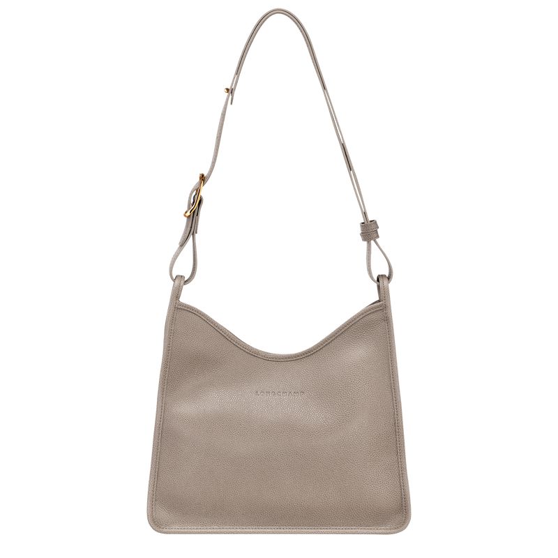 Women Longchamp Le Foulonné M Hobo Bag Grey | Ireland-290BFOVHU