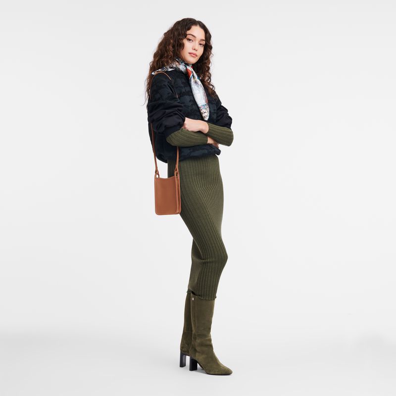 Women Longchamp Le Foulonné Phone Case Brown | Ireland-635KQFAGN