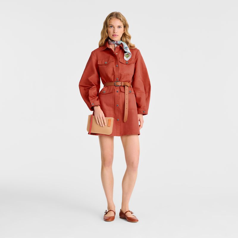 Women Longchamp Le Foulonné Pouch Orange | Ireland-421NZXAVF