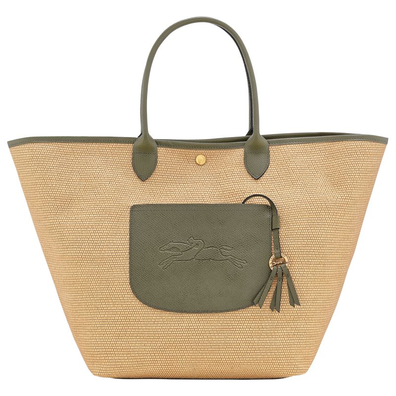 Women Longchamp Le Pliage Collection L Basket Tote Bag Brown / Olive | Ireland-368YFSOBI