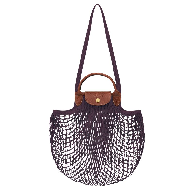 Women Longchamp Le Pliage Filet L Mesh Bag Dark Purple | Ireland-681IVLDZK