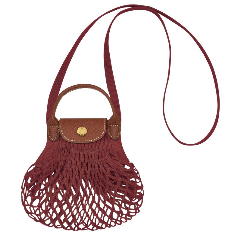 Women Longchamp Le Pliage Filet Xs Mesh Bag Dark Red | Ireland-519XETGKB