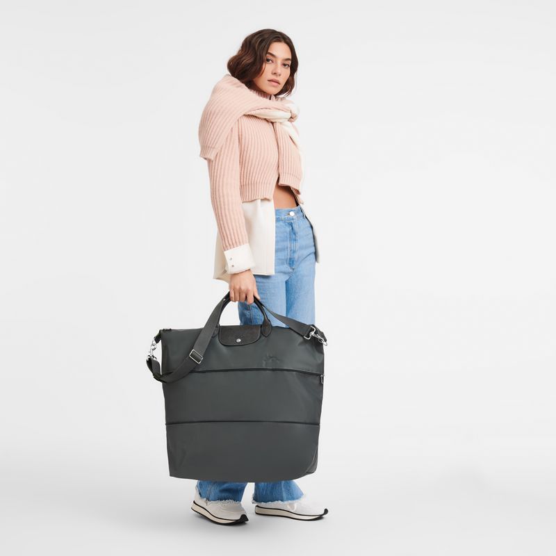 Women Longchamp Le Pliage Green Expandable Travel Bag Deep Grey | Ireland-710JQEWMB