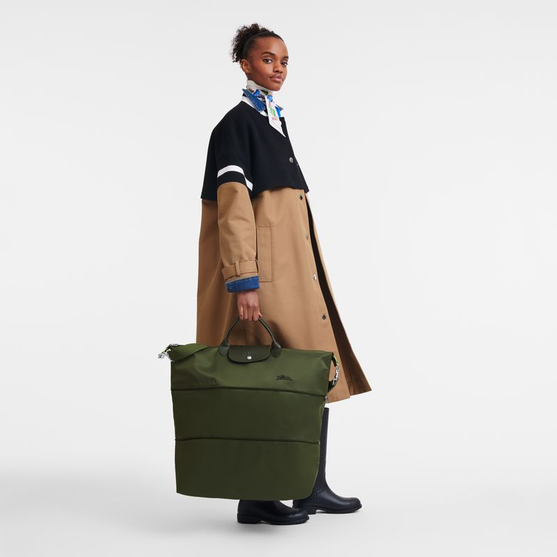Women Longchamp Le Pliage Green Expandable Travel Bag Dark Green | Ireland-532CUTVAN